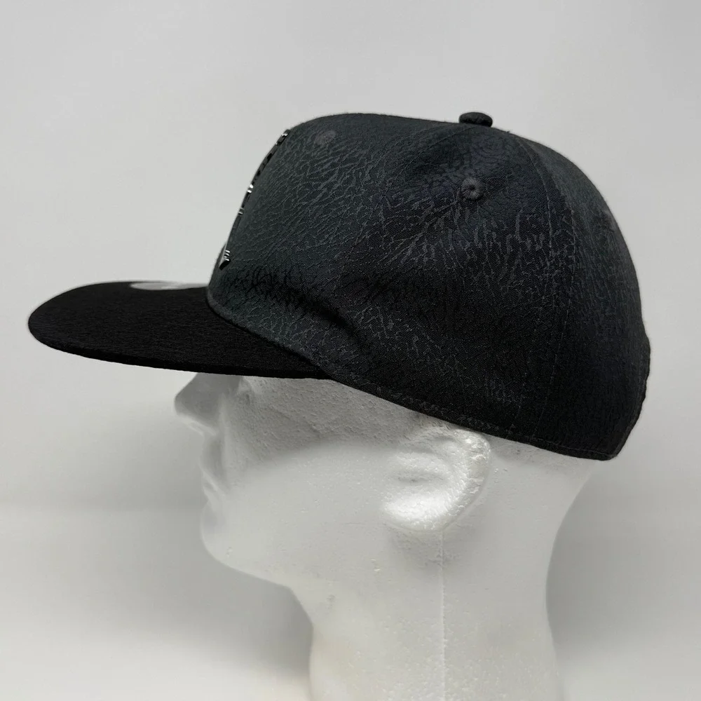 Jordan Youth Snapback Hat Black Grey Elephant Print Metal Jumpman 1623-693